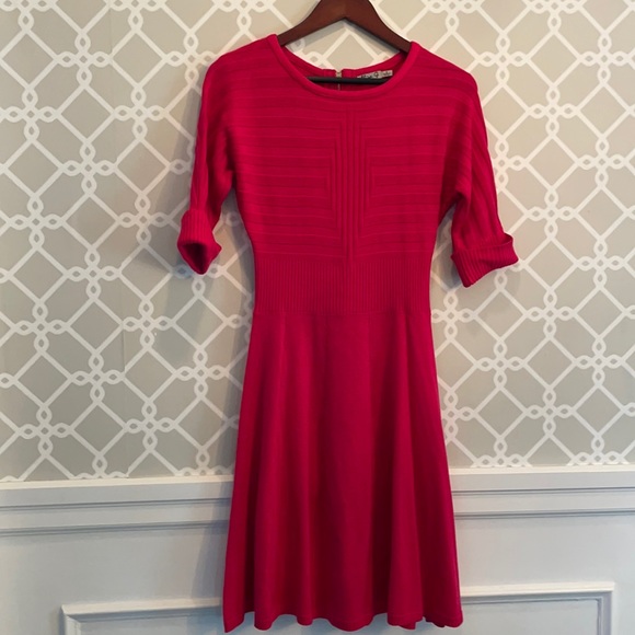 COPY - Eliza J Hot Pink Fit & Flare Sweater Dress Small - Picture 2 of 9